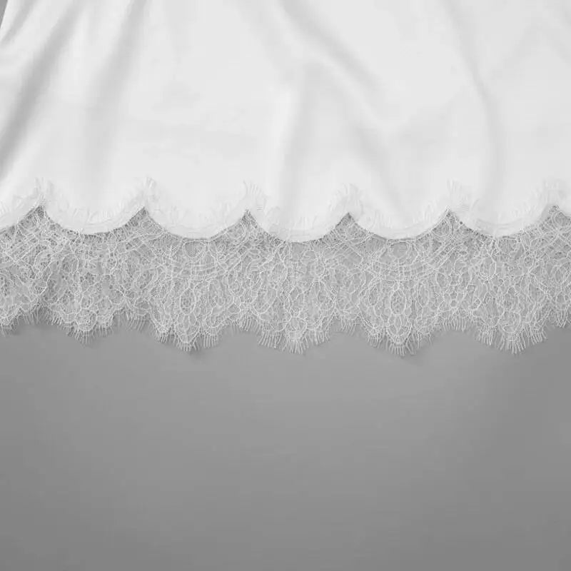 LIZAKOSHT  -  Sexy Strapless Satin Vest Irregular Lace Women's Top Summer Solid Color Loose Comfortable Lazy Daily Leisure Commuting White Top