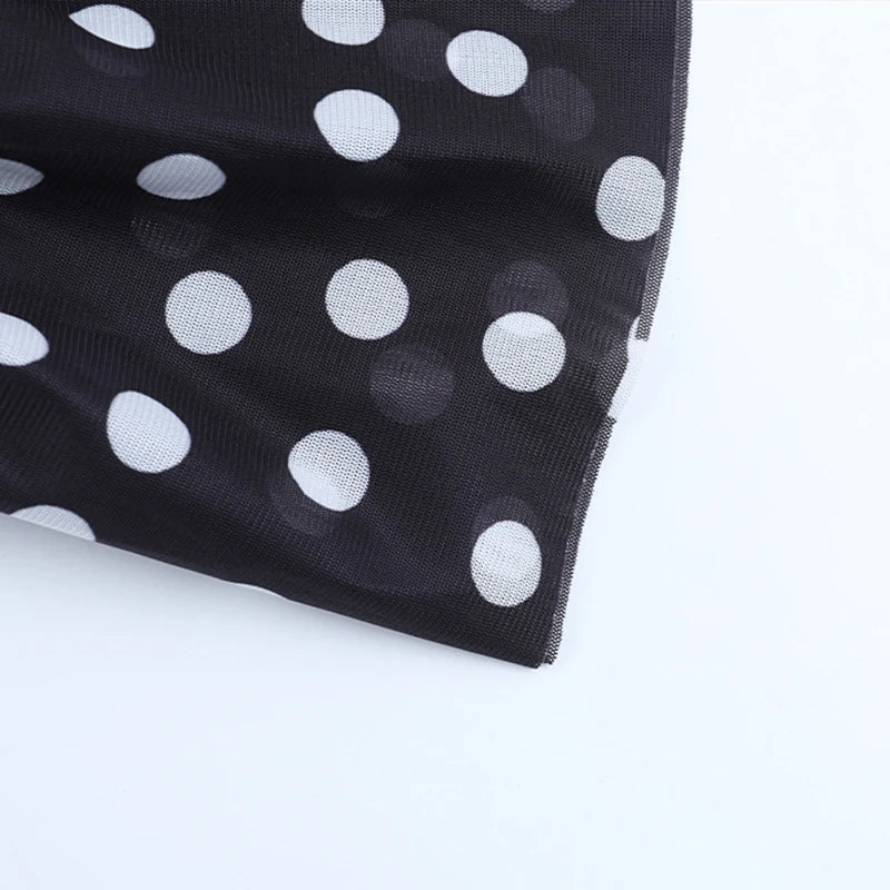 LIZAKOSHT  -  Holiday Style Leisure Sexy Polka Dot Printed Deep V-neck Backless Sleeveless High Waist Lacing Short Dresses Vintage Outfit