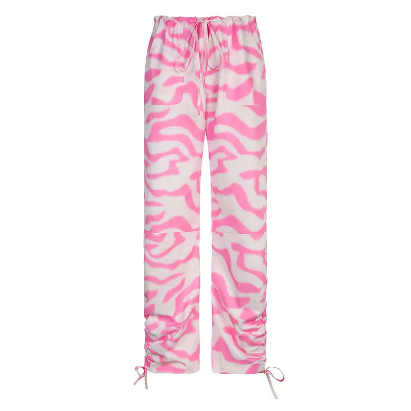 LIZAKOSHT  -  Pants Contrast Camouflage Printed Pleated High Waist Casual Pants American Women Loose Slim Spice Wide-Leg Pants