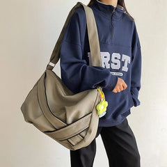 LIZAKOSHT  -  Spring New High-capacity Nylon Canvas Tote Bag Korean Fashion Simple Unisex Shoulder Bag Casual Sport Yoga Bag Student Bookbag