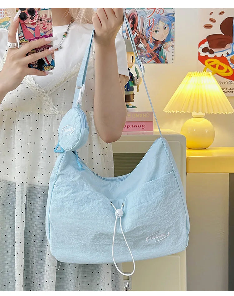 LIZAKOSHT  -  Japan Style Women Crossbody Bag New Casual Nylon Letter Composite Bag Simple Large Capacity Canvas Single Shoulder Tote Bag