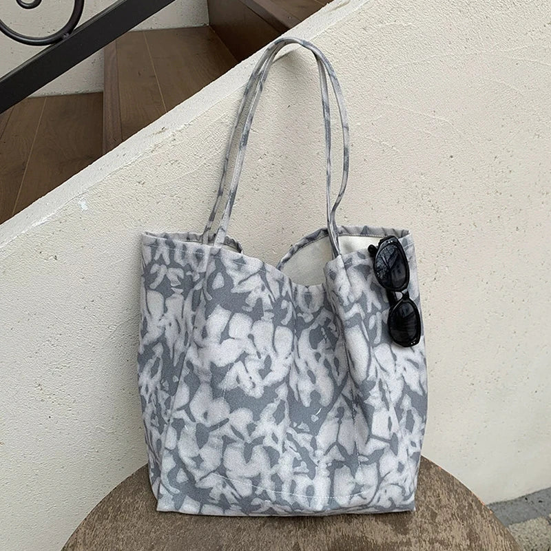 LIZAKOSHT  -  Autumn and Winter Woolen Plaid Shoulder Bag Double Sided Use Handbag Large Capacity Tote Bags For Women