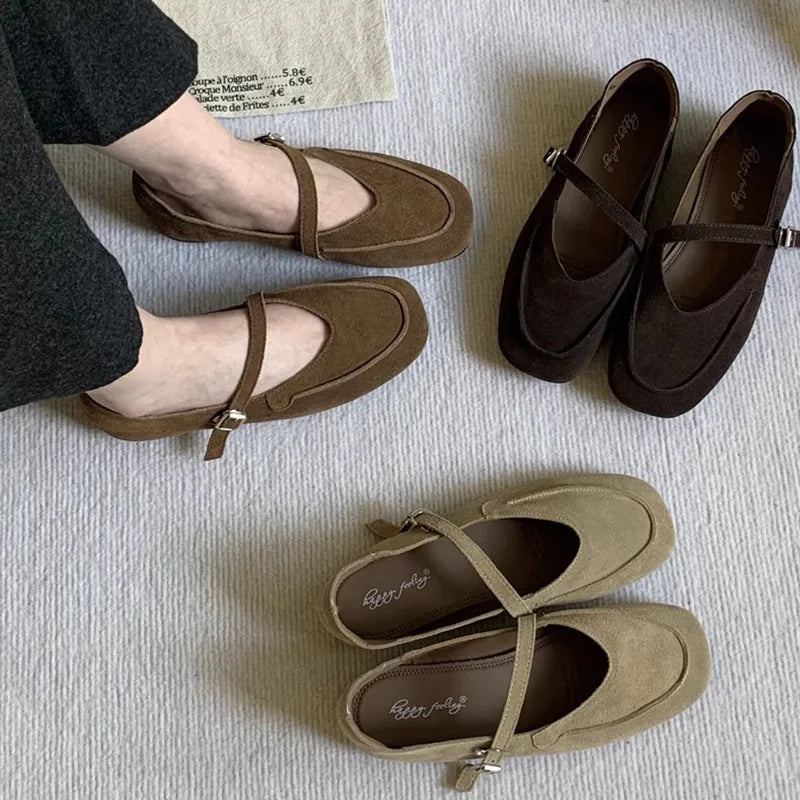 LIZAKOSHT  -  Spring New Brand Women Flat Shoes Fashion Round Toe Ladies Elegant Mary Jane Shoes Soft Flat Heel Single Shoes New Woman