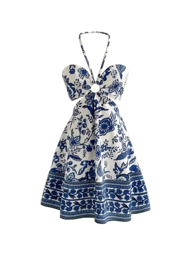 LIZAKOSHT  -  Women's Romantical Floral Print Halter Neck Sexy Fashionable Dress Easy To Create Lazy Stylish Vacation Style Dress Dresses 68AF
