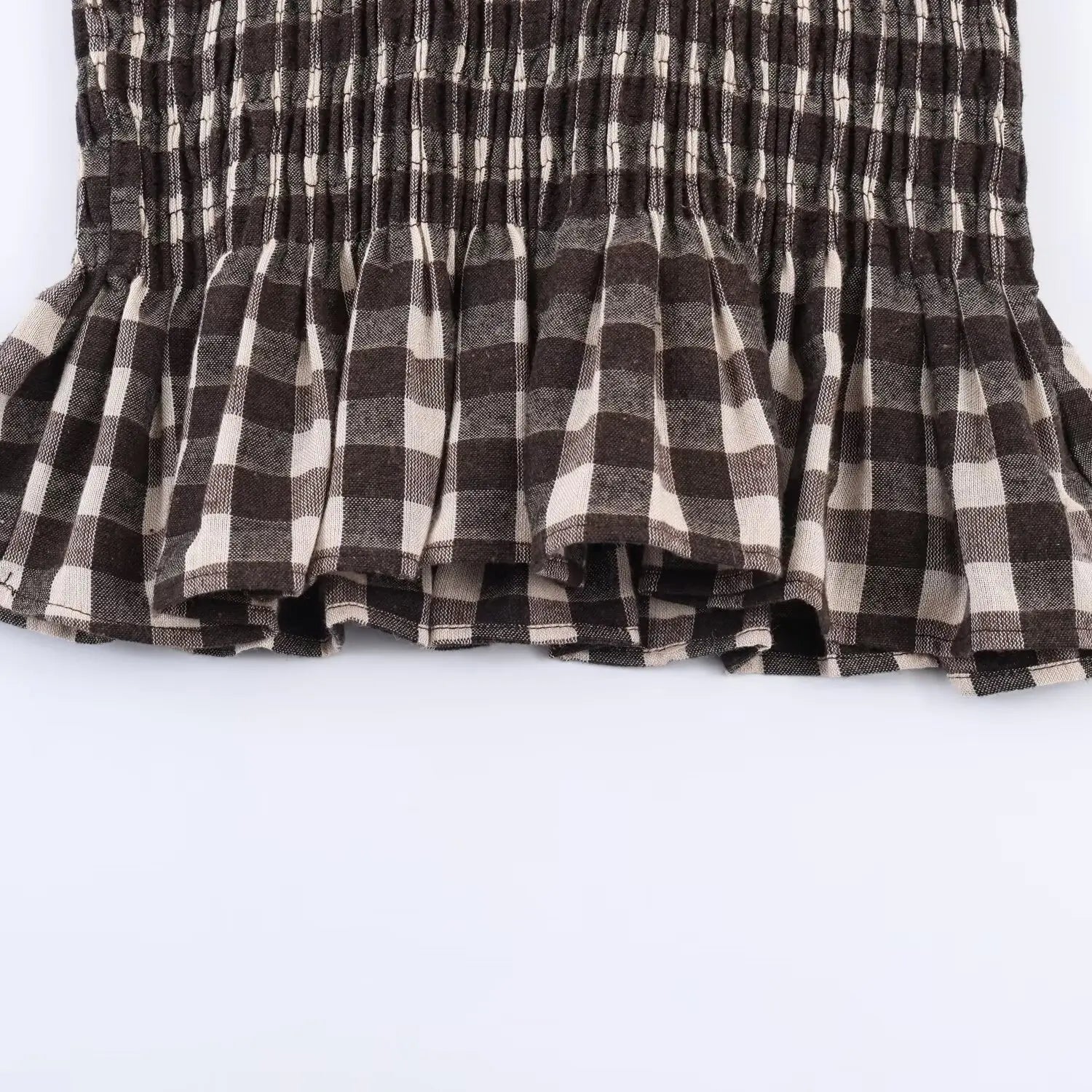 LIZAKOSHT  -  Elastic Ruffles Plaid Shirts Women Causal O-neck Long Sleeve Slim Blouses Tops 2026 Spring New In Female Chic Cute Shirts Cloth