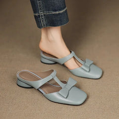 LIZAKOSHT  -  The New Summer Style of Square-toed Low-heeled Thick-heeled One-legged Flip-flops and Sandals for Women Wearing in Baotou