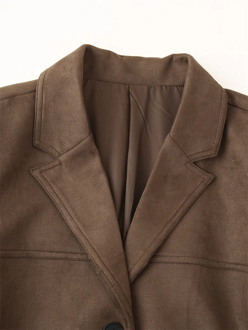 LIZAKOSHT  -  Women Spring Vintage Jacket Coat Fashion Women Turn Down Collar Jacket Femme Streetwear Tops Clothes
