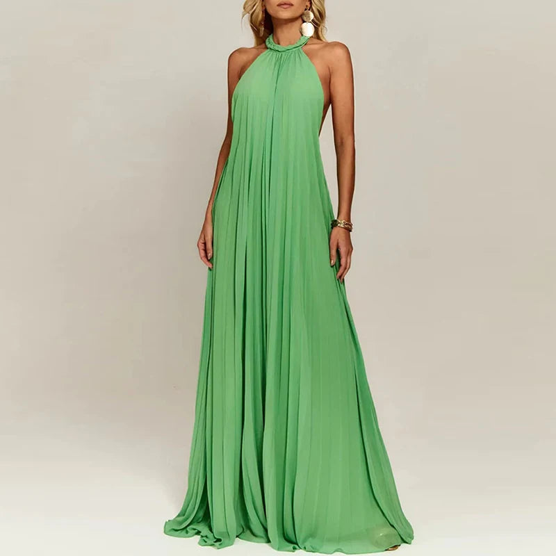LIZAKOSHT  -  Chiffon Big Hem Party Dress Women Elegant Hollow Backless Full Length Maxi Dress Chic Draped Solid New Evening Dress Luxury