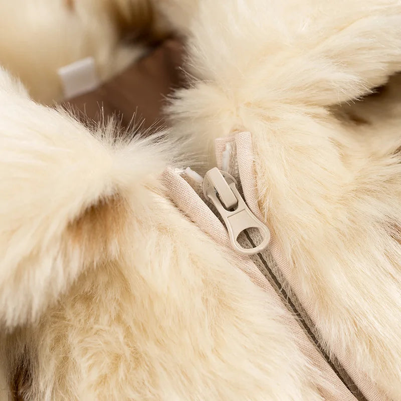 LIZAKOSHT  -  Faux Fur Women Coat 2025 Lapel Zipper Long Sleeve Female Coats Vintage Autumn Winter Pocket Thicken Lady High Street Warm Jacket