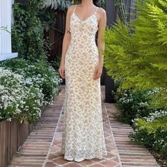 LIZAKOSHT  -  Women's Floral Print Cami Dress Holiday Sleeveless Spaghetti Strap Long Dresses Beach Vacation Ladies Summer Vestidos