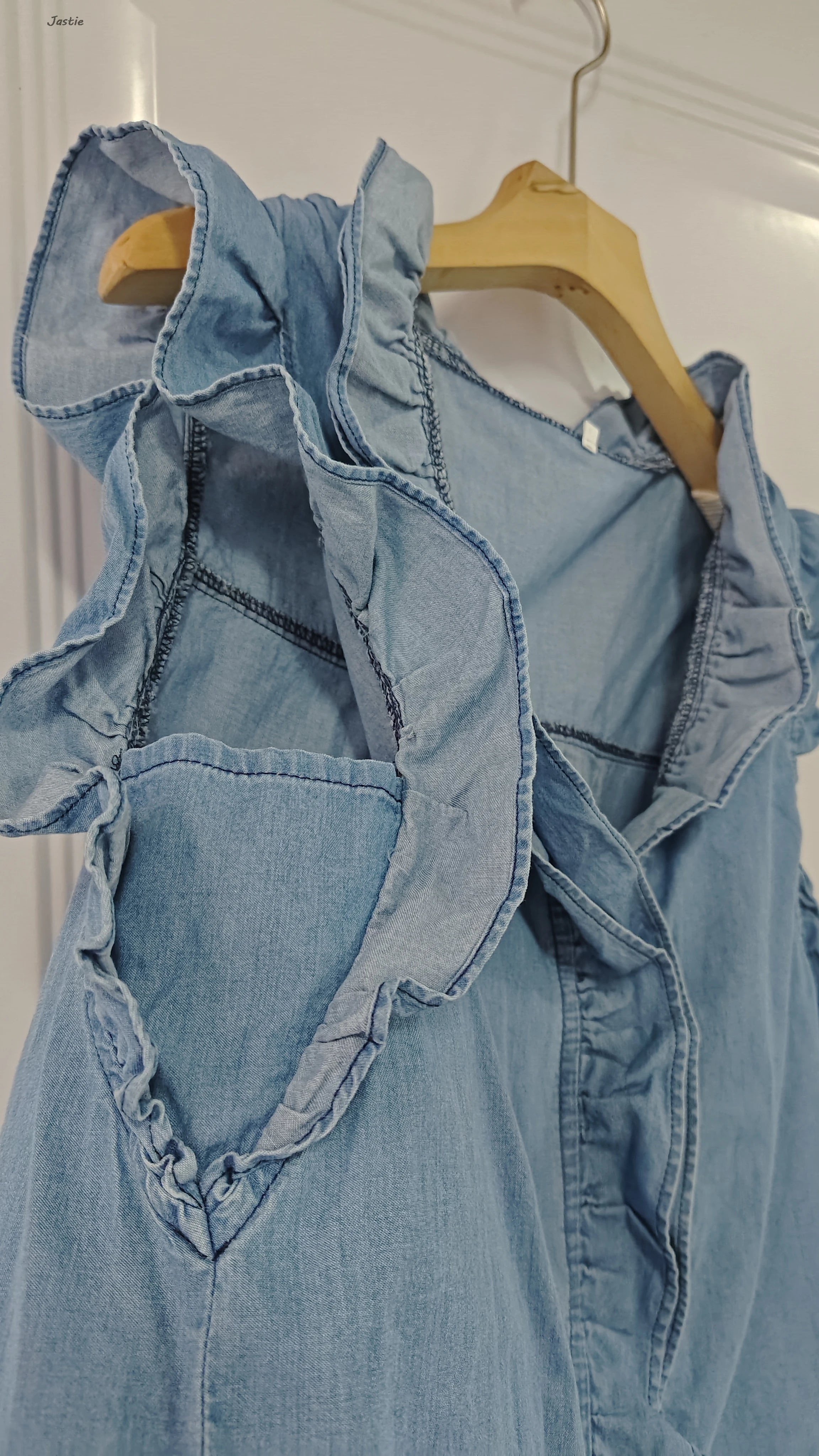 LIZAKOSHT  -  2024 Summer New Women's Ruffled Denim Shirt Sleeveless Vest Tops