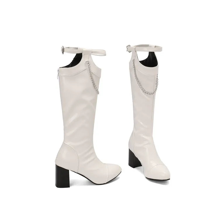 LIZAKOSHT  -  Women's Rubber Boots Rain High Heel PU Cotton Fabric Sewing Hoof Women Boots High Heels Stiletto Rubber PU Sewing Cotton Fabric