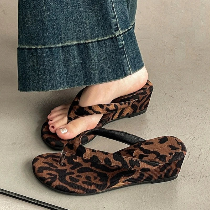 LIZAKOSHT  -  Designer Summer Women Wedges Heel Slippers Concise Street Style Dress Slide Ladies Non Slip Beach Vacation Clip Toe Sandalias
