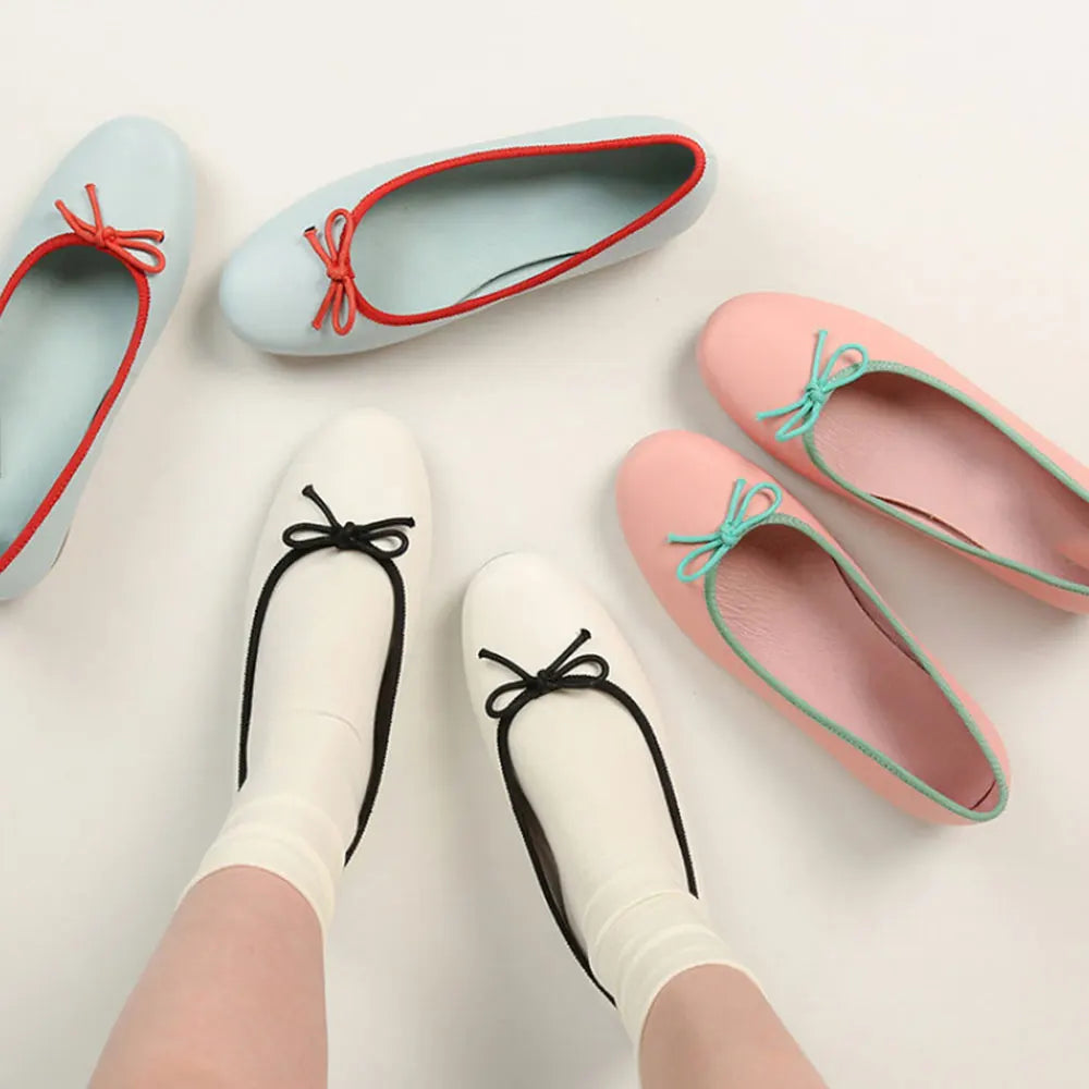 LIZAKOSHT  -  New Cute Round Toe Office Lady Flats Shoes Women Bow knot Comfy Walking Soft Insole Daily Life Flat Ballet Shoes