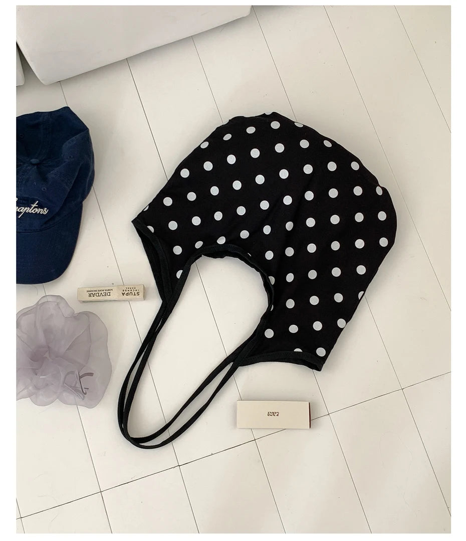 LIZAKOSHT  -  Fashion Wave Dot Shoulder Bag Versatile Large Capacity Commuter Tote Bags Casual Cotton Handbag