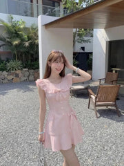 LIZAKOSHT  -  2000s Harajuku Vintage Lolita Dress Y2k Japanese Kawaii Sweet Polka Dot Flying Sleeve Short Party Dress One Piece Dress Korean