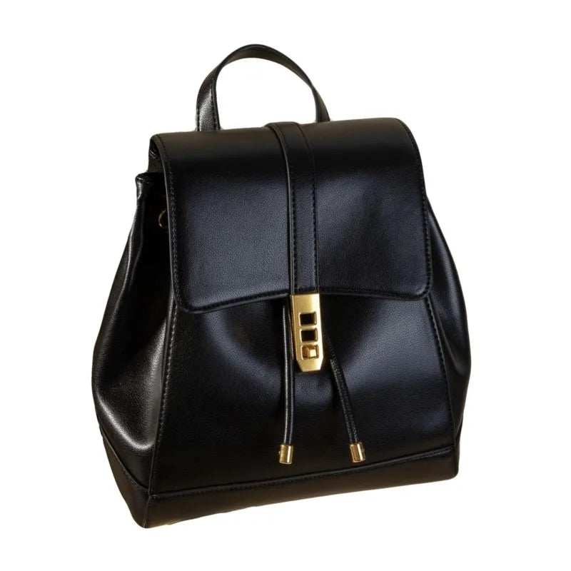LIZAKOSHT  -  Retro Drawstring Backpack Women Solid Color Leather Large Capacity Fashion Premium Travel Bag Ladies Sle Casual Mochilas Mujer