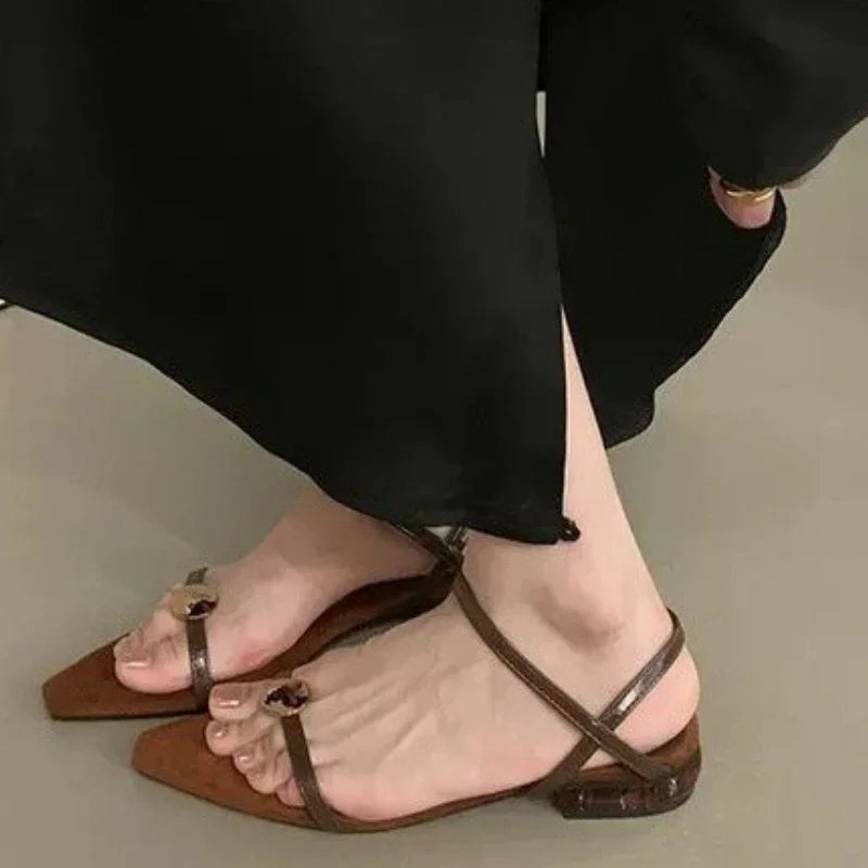 LIZAKOSHT  -  Designer Women Heeled Sandals Buckle Shoes Elegant Luxury Shoes Woman Summer Fashion Slides Flip Flops 2025 Sandalias De Mujer