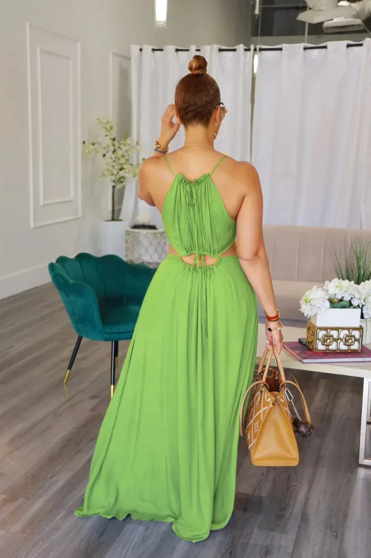 LIZAKOSHT  -  Long Dress Women Dresses Sexy Sling Sleeveless A Line Vestidos Streetwear Backless Elegant Beach Y2k Streetwear Hollow Out