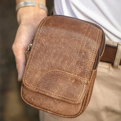 LIZAKOSHT  -  Vintage Genuine Leather Cowhide Waist Packs Men Multi Pockets Purse Zipper Belt Pouch for Outdoor Hanging Phone Bags