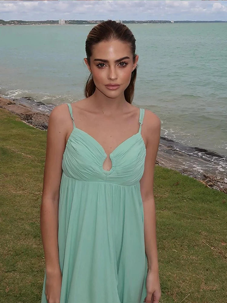 LIZAKOSHT -  Fashion Hollow Out Loose Dress For Women 2024 New Strapless Sleeveless Holiday Vestidos Female Vacation Beach Casual Dresses