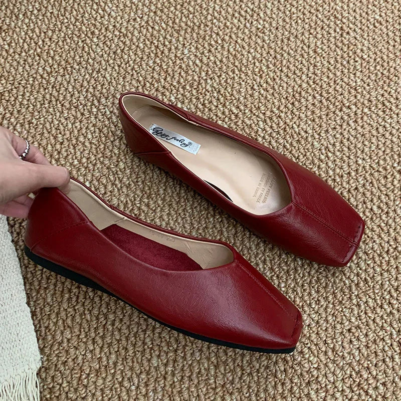 LIZAKOSHT  -  Spring New Brand Women Flat Shoes Fashion Round Toe Shallow Slip oN Ballerinas Shoes Soft Low Heel Boat Shoes New Woman Shoes