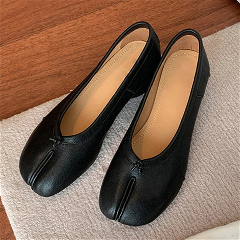 LIZAKOSHT  -  Spring Summer Clip Toe Women Pumps High Quality Cosy Soft Leather Round Low Heels Dress Party Mules Shoes