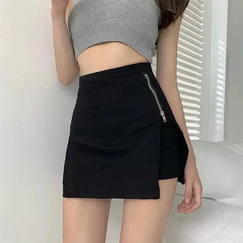 LIZAKOSHT  -  Hot Girl Design Sensation High Waist Short Skirt Women's Summer Pure Desire New Zipper Denim Half-length Trendy Mini Skirt