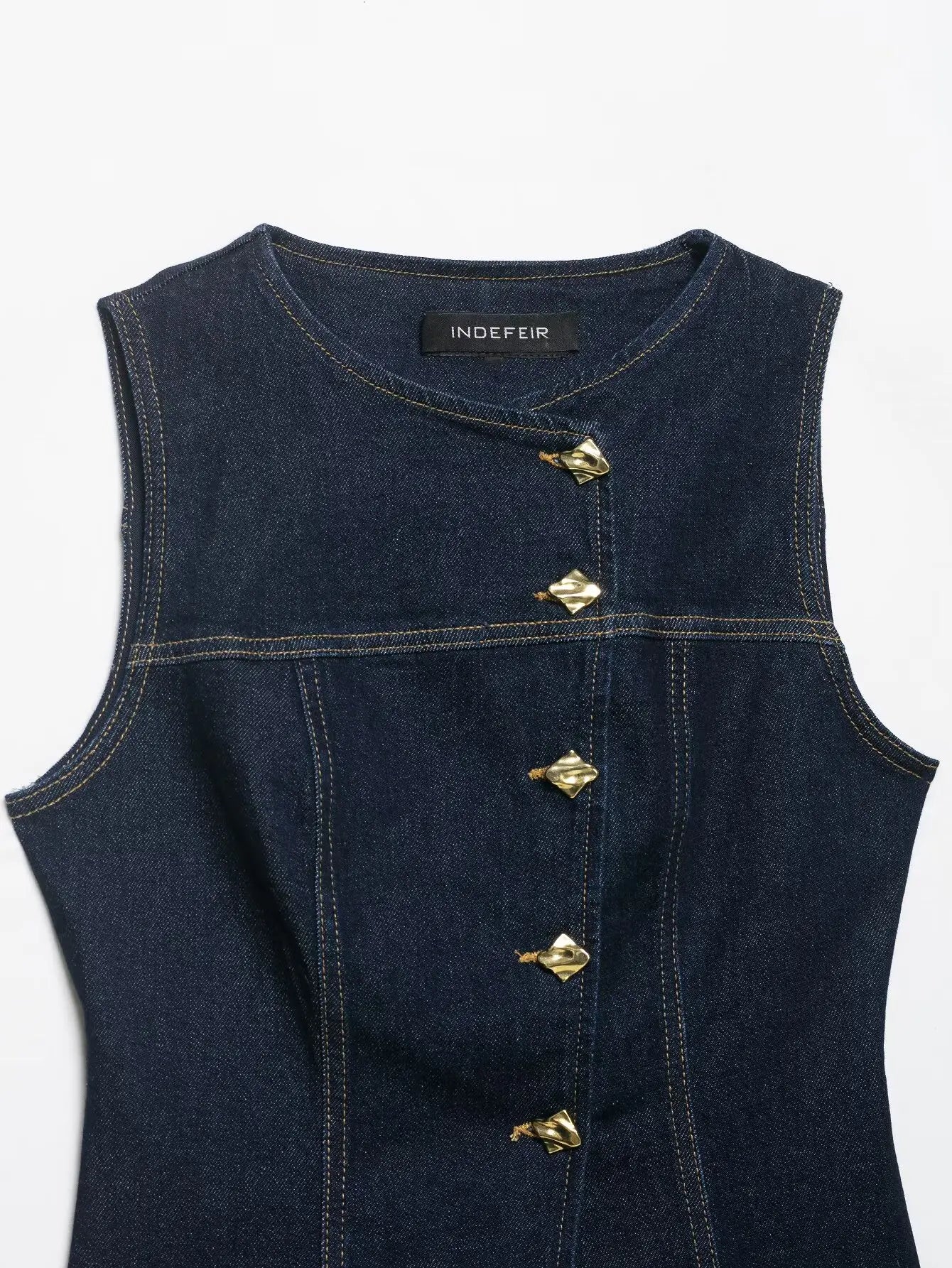 LIZAKOSHT  -  Spring New Style ZR Women's Slim Fit Denim Vest Fashionable Versatile Commute Style Polyester Fiber Casual Single Piece