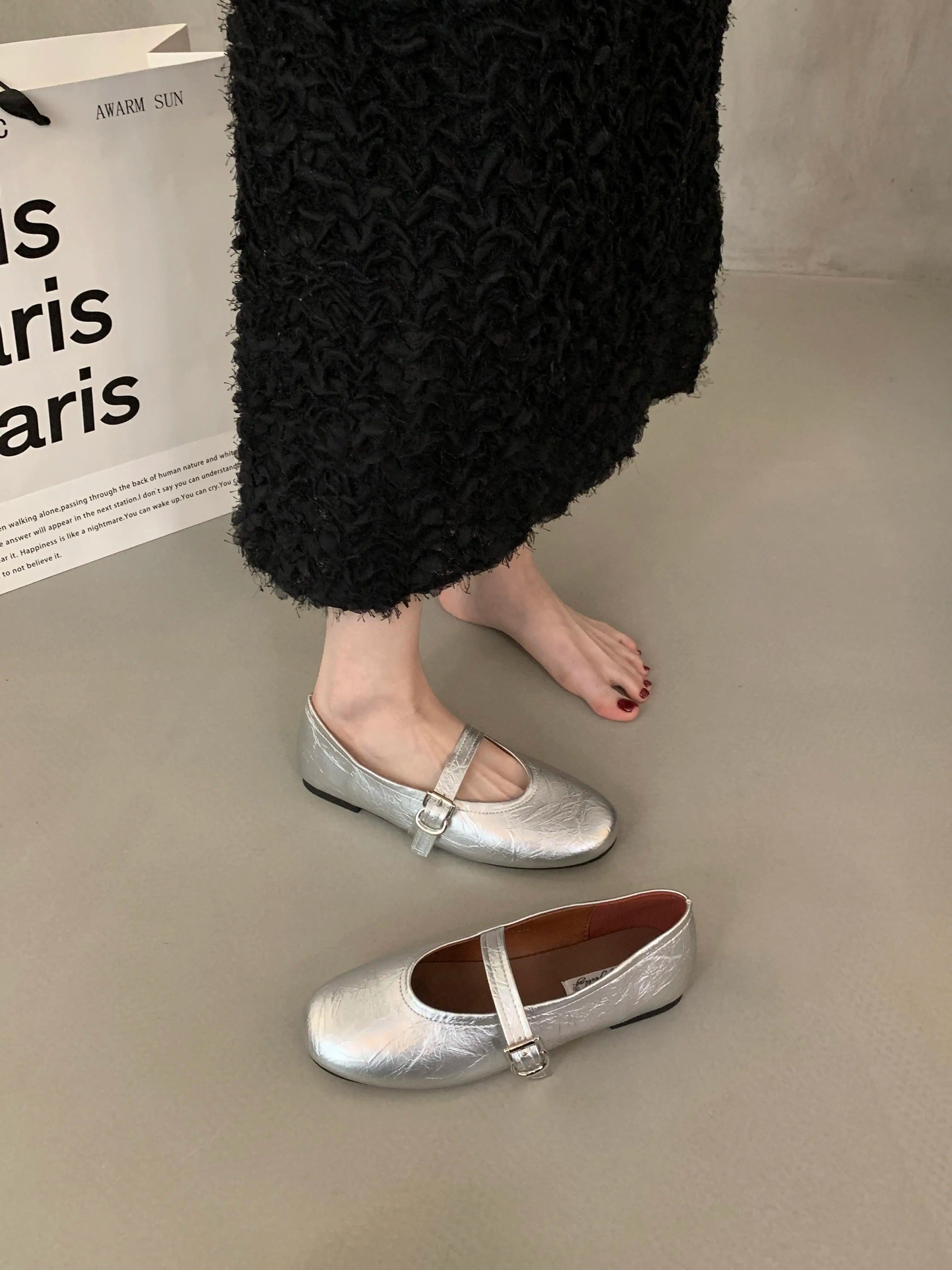 LIZAKOSHT  -  Spring Brand Women Flats Soft Leather Eelgant Dress Shoes Round Toe Shallow Slip On Ladies Casual Ballet Shoes New Woman