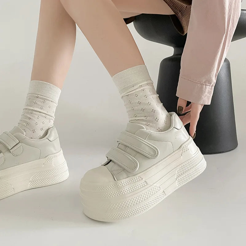 LIZAKOSHT  -  Spring New Style Small Size 7cm Lightweight Platform Casual British Style Magic Tape Heightening Platform Shoes