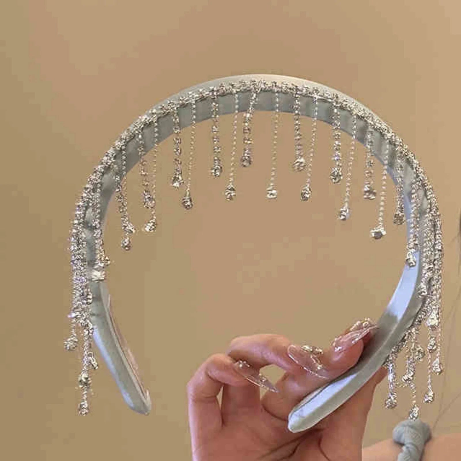 LIZAKOSHT  -  1PC Diamond Tassel Flocking Hair Bands for Women Delicate Fashion Hair Accessories Premium Sense Simple Versatile Hair Accessori