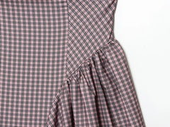 LIZAKOSHT  -  European and American autumn new women's clothing style simple sleeveless slim fit plaid strapless short dress