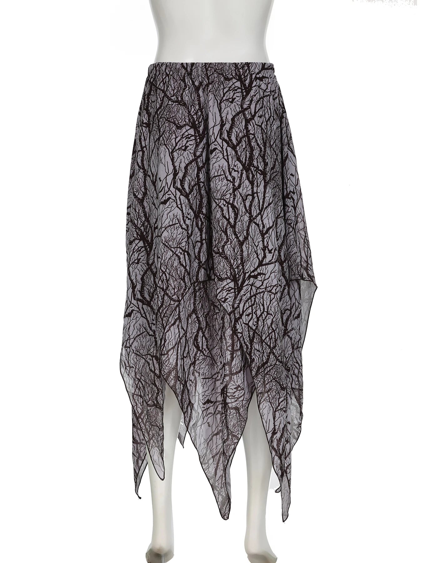 LIZAKOSHT  -  Dark Printed Skirts Femme Clothing Party Clubwear Chic Black Gothic Irregularly Skirt Streetwear Women's Basics Summer