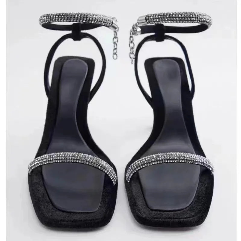 LIZAKOSHT  -  Fashion New Women's Sandals Sexy Luxury Rhinestones Peep Toe Slipper Ladies Elegant Banquet High Heels Sandalias