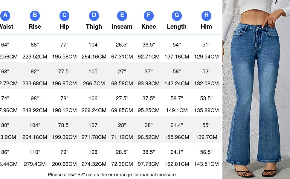 LIZAKOSHT  -  Women's Mid-Rise Stretchy Flare Jeans Retro Slim-Fitting Versatile Office Casual Wear Stretch Denim Pants