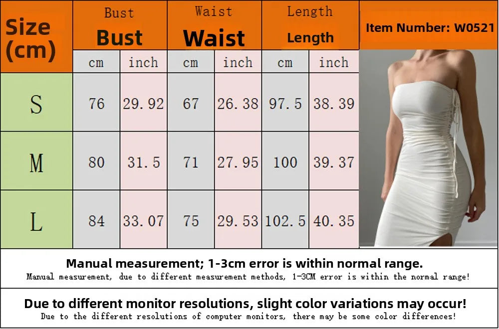 LIZAKOSHT  -  Summer New Dstring Pleated ter Dr Sexy Tight Wrap around Bodycon Long Skirt without Sve Polyester Fiber Midi Dr