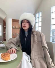 Lizakosht Y2k Europe and America Hats Autumn and Winter New Fox Fur Hair Imitation Mink Fur Hat Female Thickening Warm Plush Fishing Cap