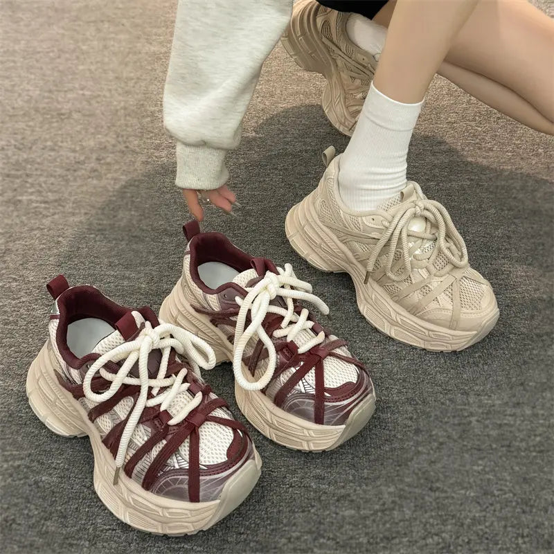 LIZAKOSHT  -  Women's Sneakers With Platform Woman-shoes Shoes Tennis Female Thick Sole Mesh Casual Roses Trainers Summer Leisure Retro
