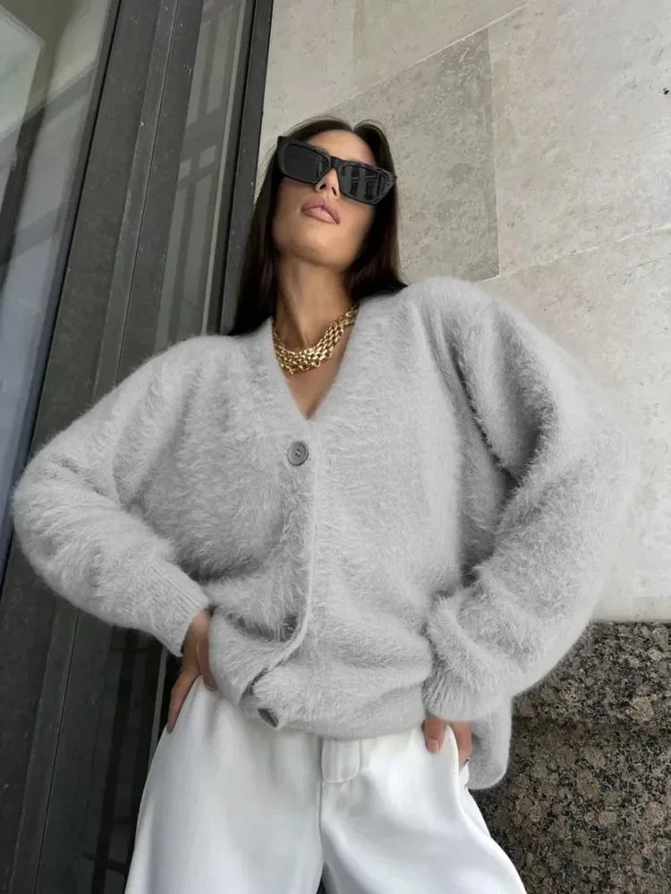 LIZAKOSHT  -  Knit Cardigan Sweater for Women Fashion Casual Single-breasted Long Sleeve Top 2025 Autumn Winter Women's Sweater Korean Style