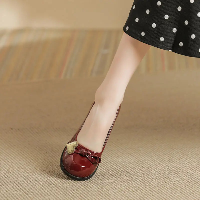 LIZAKOSHT -  Shoes for Woman 2024 Square Heels Women's Summer Footwear Loafers Normal Leather Casual Round Toe Red A Elegant Dress Trend Chic