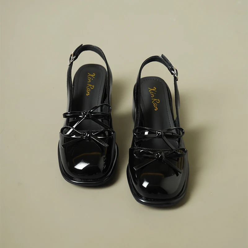 LIZAKOSHT  -  Closed Toe Sandals Women's Female Shoe Block Heels New Comfort Retro Girls Open Chunky Summer Bow Scandals Butterfly-knot