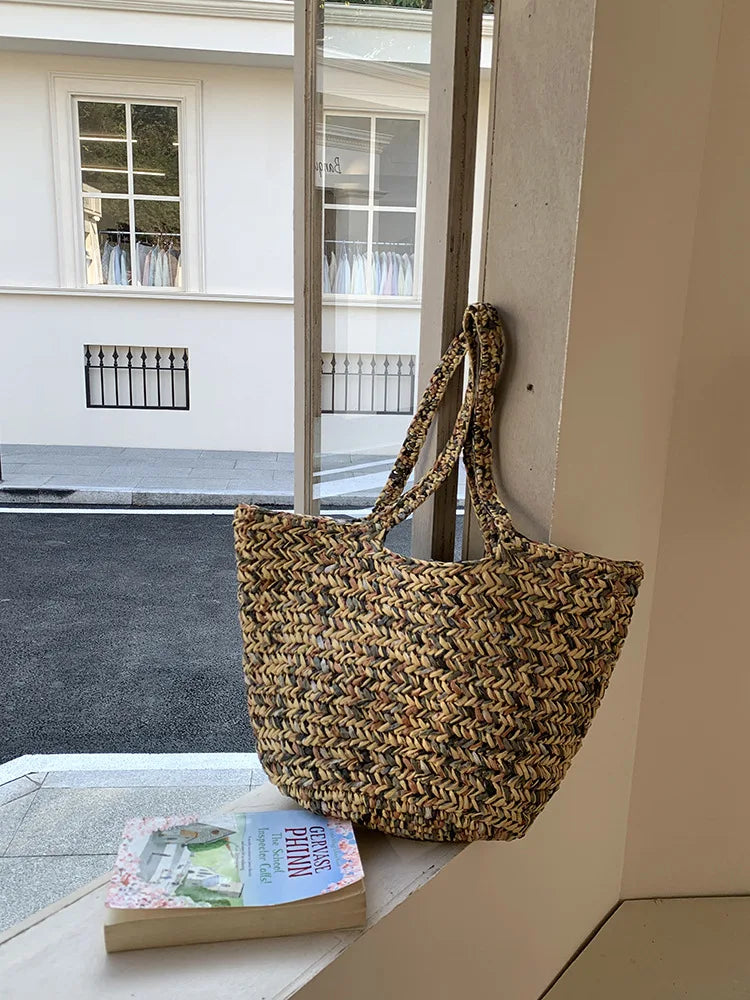 LIZAKOSHT  -  Fashion Summer Handmade Straw Shoulder Bag Large Capacity Woven Tote Beach Bags For Women