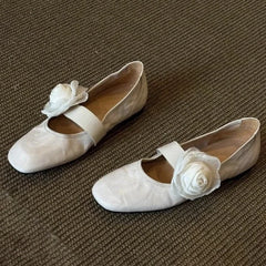 LIZAKOSHT  -  Fashion Flower Decoration Ballet Flats Women Elegant Round Toe Elastic Design Brand Mary Jane Shoes Ladies Comfort Soft Loafers