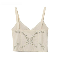 LIZAKOSHT  -  Sexy Fashionable KAOPU ZA Summer New Women's Embroidered Silk Camisole Top Strapless Backless Polyester Fabric Ladylike