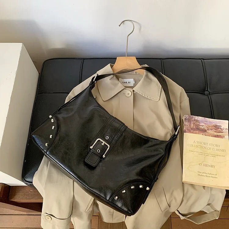 LIZAKOSHT  -  Fashion rivet Ladies Armpit bag Large Women Handbag PU Leather Women's Hobos Shoulder Bag Casual Female Big Tote bolsas