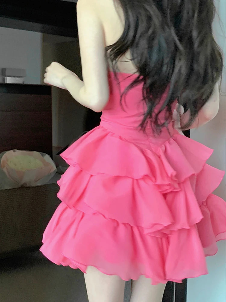 LIZAKOSHT  -  Ruffles Shor Dresses Sexy Straples New Simple Flower Vestido De New