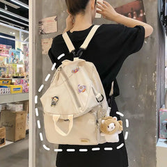 LIZAKOSHT  -  Korean Fashion Multipurpose All Match Women Backpack High-capacity Vintage Preppy Student School Bags Foldable Crossbody