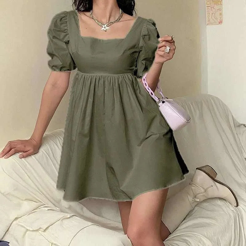 LIZAKOSHT  -  Slim Fit Bal One Collar Dr Women's Ele Sle ort Sve Cotton Summer Dr Floral Embellied A-Line Skirt