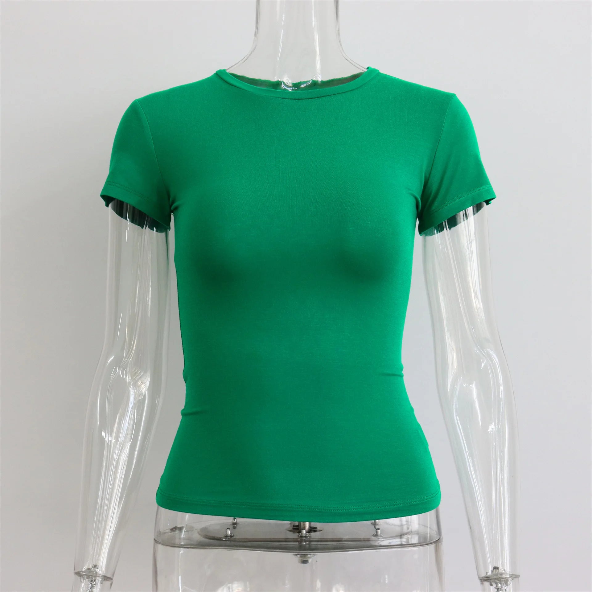 LIZAKOSHT  -  Women Summer Slim High Stretch T Shirts Sexy O-Neck Short Sleeve Tees Summer Tops For Women Clothes
